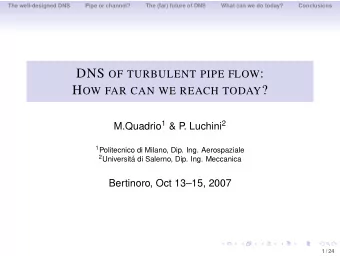 DNS OF TURBULENT PIPE FLOW : H OW FAR CAN WE REACH TODAY ? M.Quadrio 1 &amp; P . Luchini 2 1