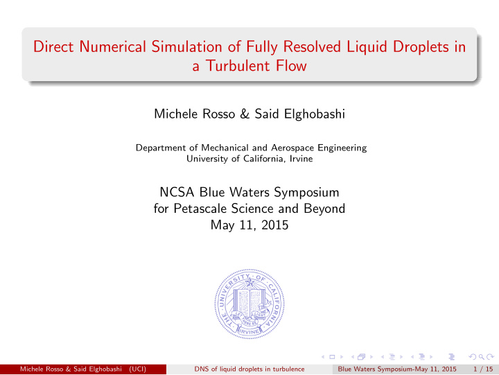 direct numerical simulation of fully resolved liquid