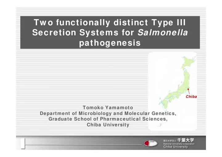tw o functionally distinct type iii secretion systems for