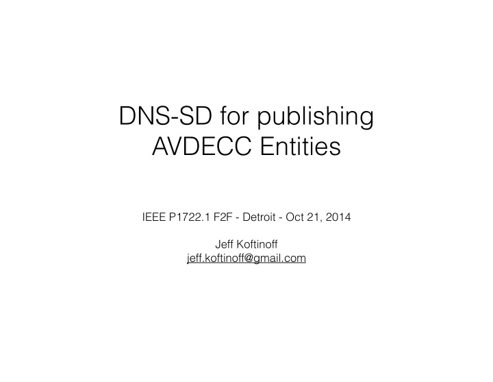 dns sd for publishing avdecc entities