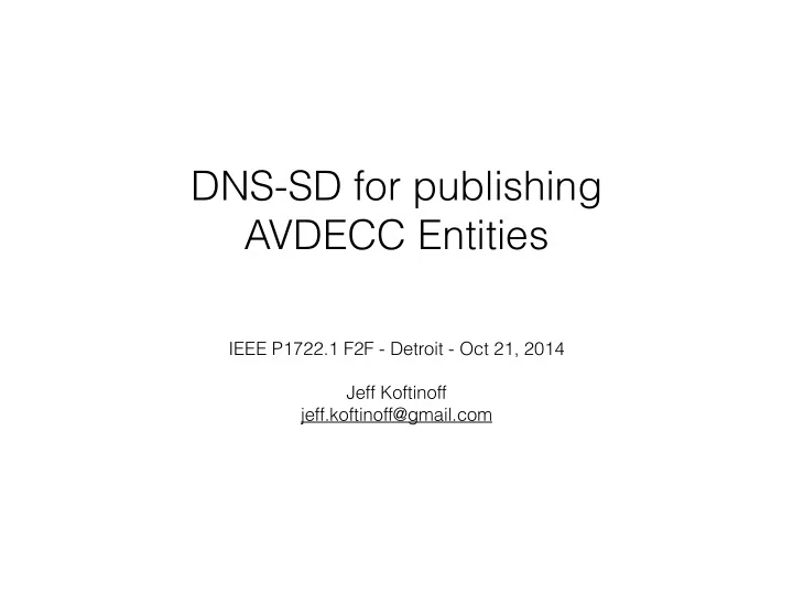 dns sd for publishing avdecc entities