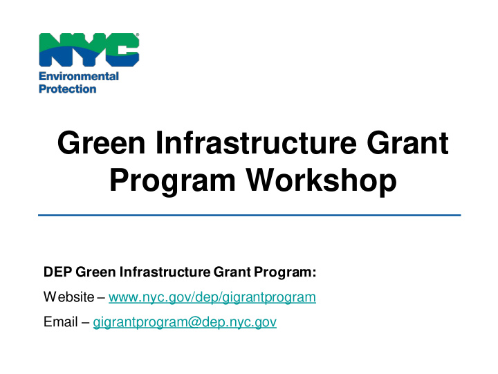 green infrastructure grant program workshop
