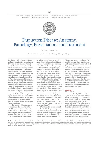 Dupuytren Disease: Anatomy,  Pathology, Presentation, and Treatment  By Ghazi M. Rayan, MD  An