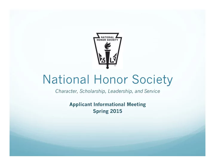national honor society