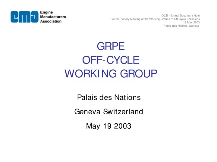 grpe off cycle working group
