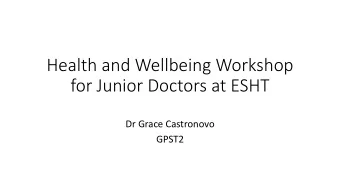 Health and Wellbeing Workshop  for Junior Doctors at ESHT  Dr Grace Castronovo  GPST2  Aims