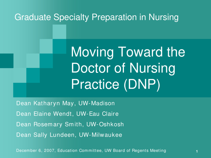 moving toward the doctor of nursing practice dnp