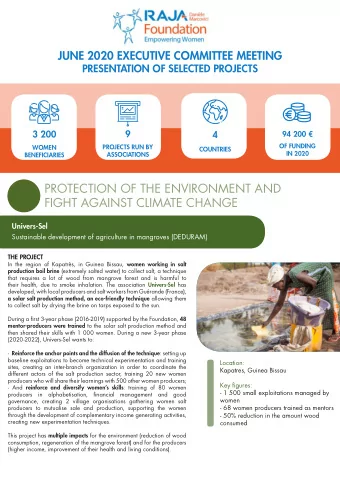 PROTECTION OF THE ENVIRONMENT AND  FIGHT AGAINST CLIMATE CHANGE  Univers-Sel  Sustainable