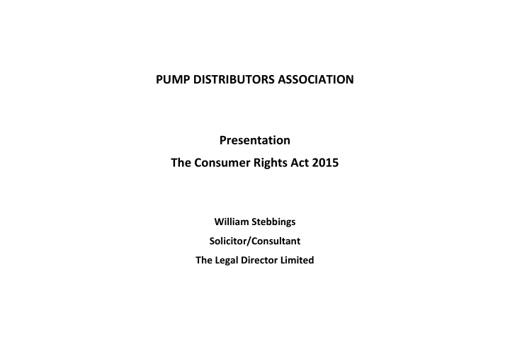 pump distributors association