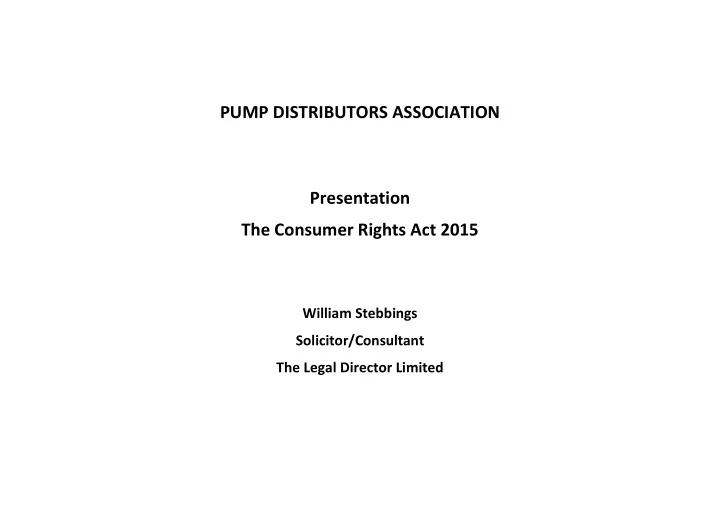 pump distributors association