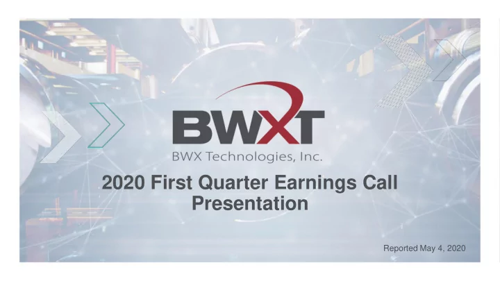 2020 first quarter earnings call