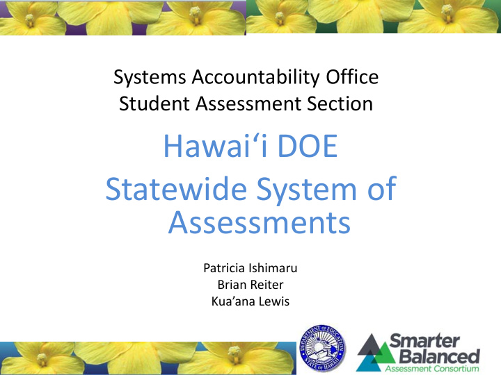 hawai i doe statewide system of assessments
