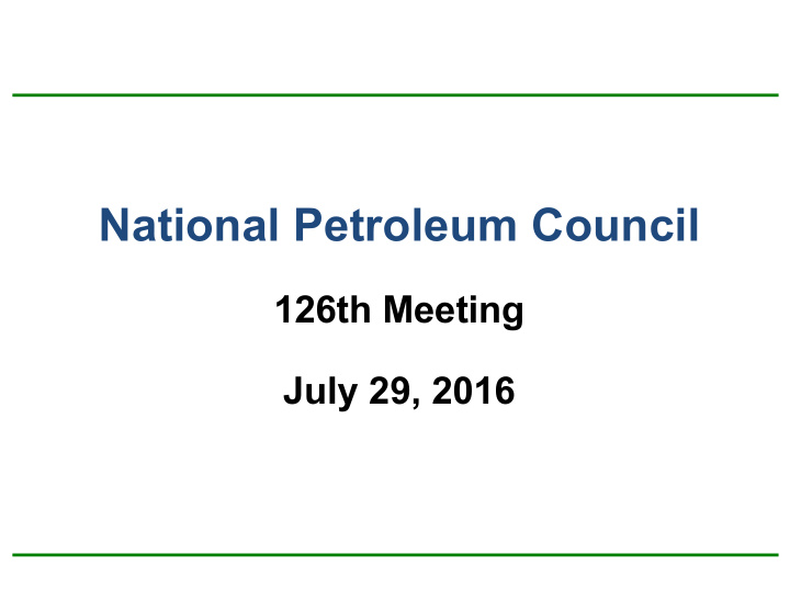 national petroleum council