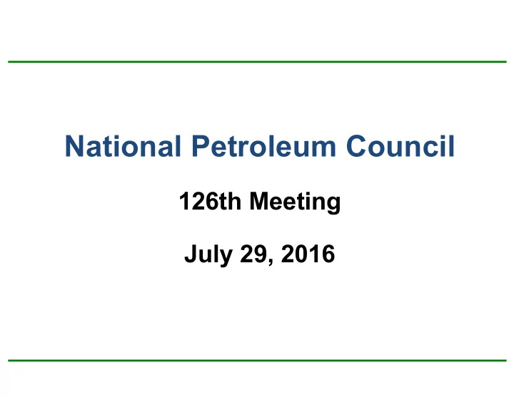 national petroleum council