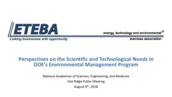 Perspectives on the Scientific and Technological Needs in  DOEs Environmental Management Program