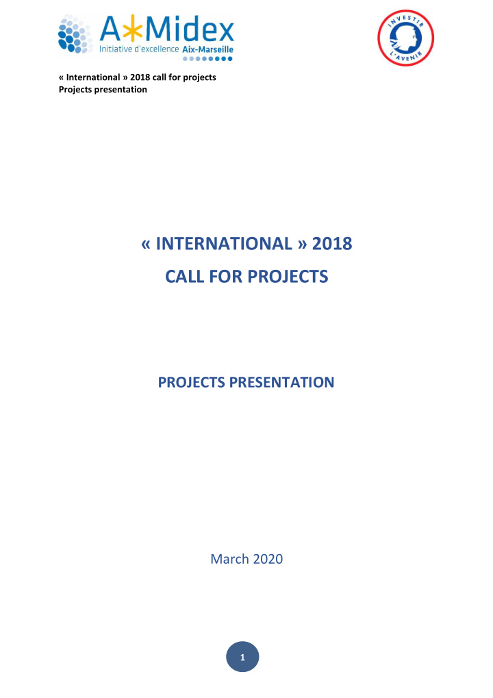 international 2018 call for projects