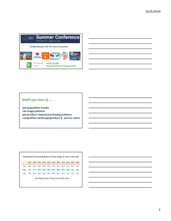 birds eye view of   pet population trends  vet usage patterns  pet product channel purchasing