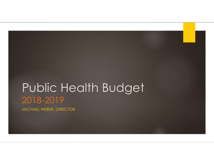 public health budget