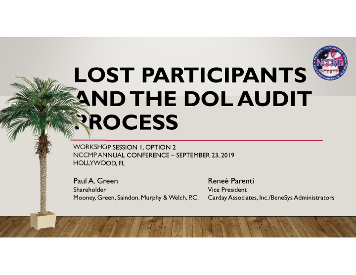 lost participants and the dol audit process