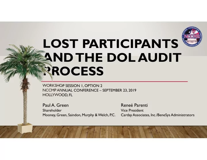 lost participants and the dol audit process