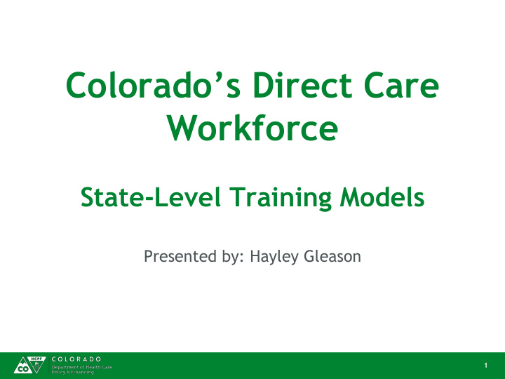 colorado s direct care workforce