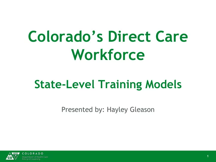 colorado s direct care workforce