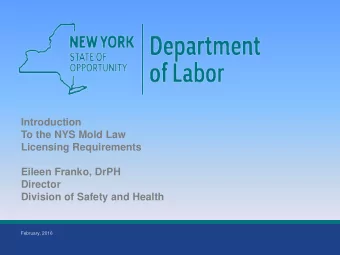 2  Rationale for the Law   Hurricane Sandy resulted in massive mold growth   People became