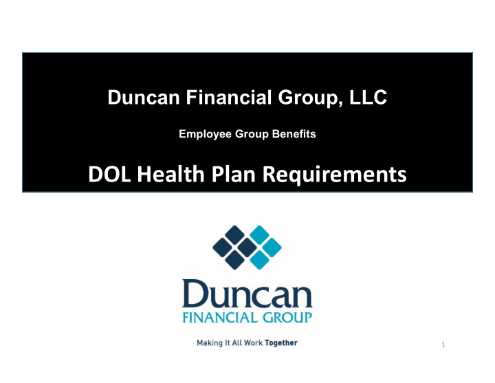 dol health plan requirements