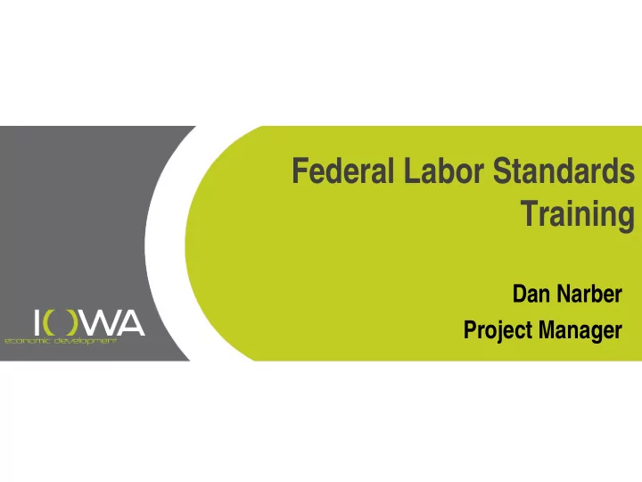 federal labor standards training
