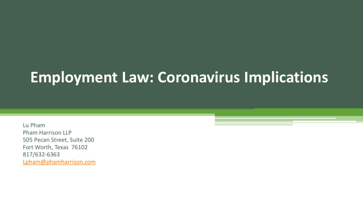 employment law coronavirus implications
