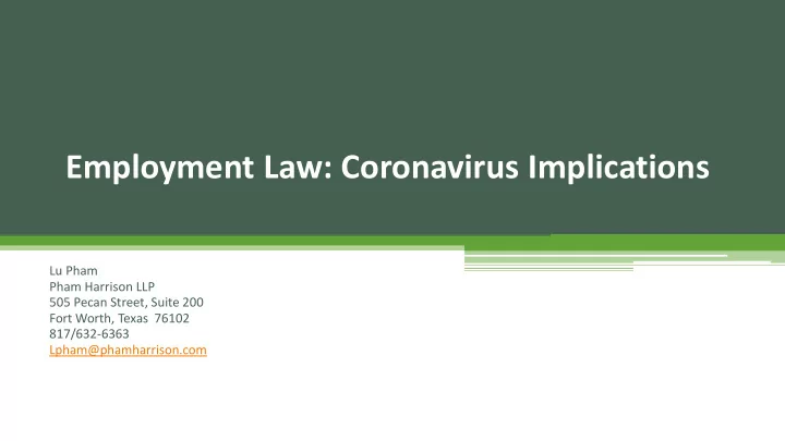 employment law coronavirus implications