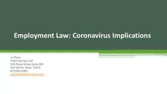 Employment Law: Coronavirus Implications  Lu Pham  Pham Harrison LLP  505 Pecan Street, Suite 200