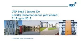 31 August 2017  Investor Call 1100hrs 13 December 2017  Disclaimer This presentation is being