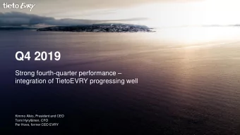 Q4 2019 Strong fourth-quarter performance   integration of TietoEVRY progressing well  Kimmo