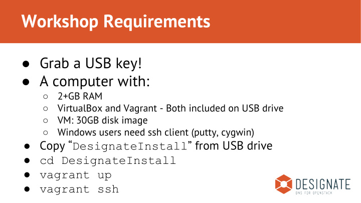 workshop requirements