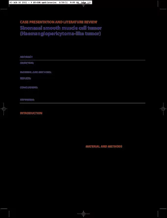 Sinonasal smooth muscle cell tumor  (Haemangiopericytoma-like tumor) Cristina Iosif 1 , Dorel