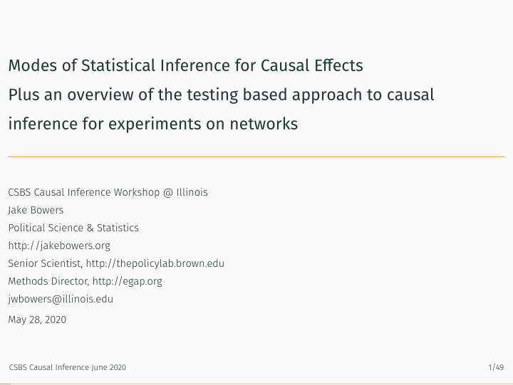 modes of statistical inference for causal efgects plus an