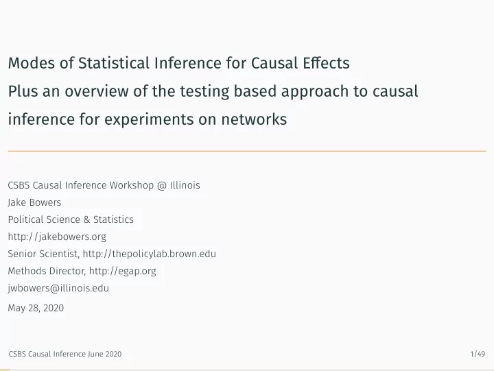 modes of statistical inference for causal efgects plus an
