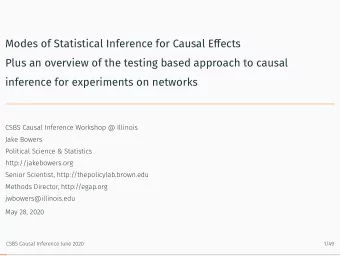 Modes of Statistical Inference for Causal Efgects  Plus an overview of the testing based approach