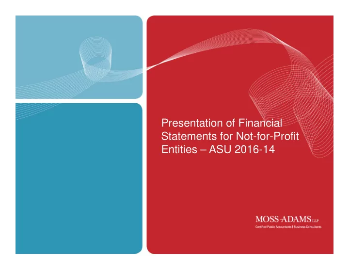 presentation of financial statements for not for profit