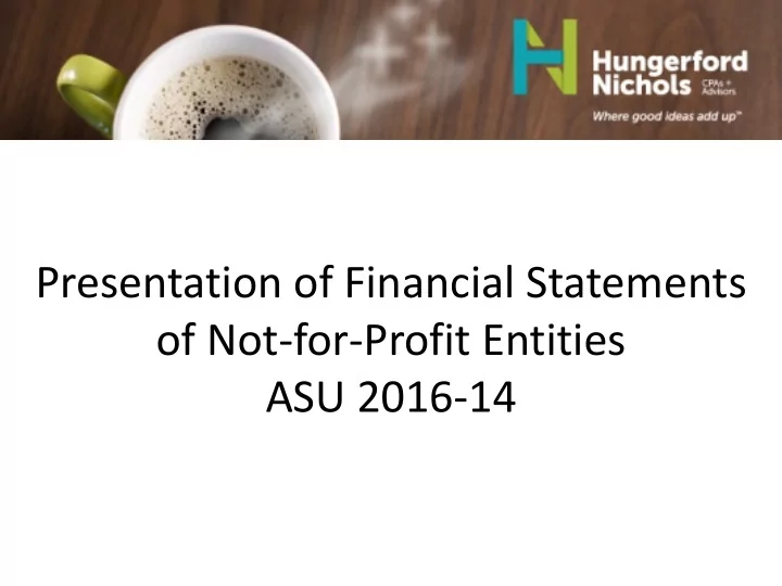 presentation of financial statements of not for profit