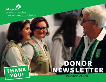 DONOR  K  NEWSLETTER  N  A  H  T  !  U  O  Y  Winter 2020 a message from Chief Executive Offjcer,