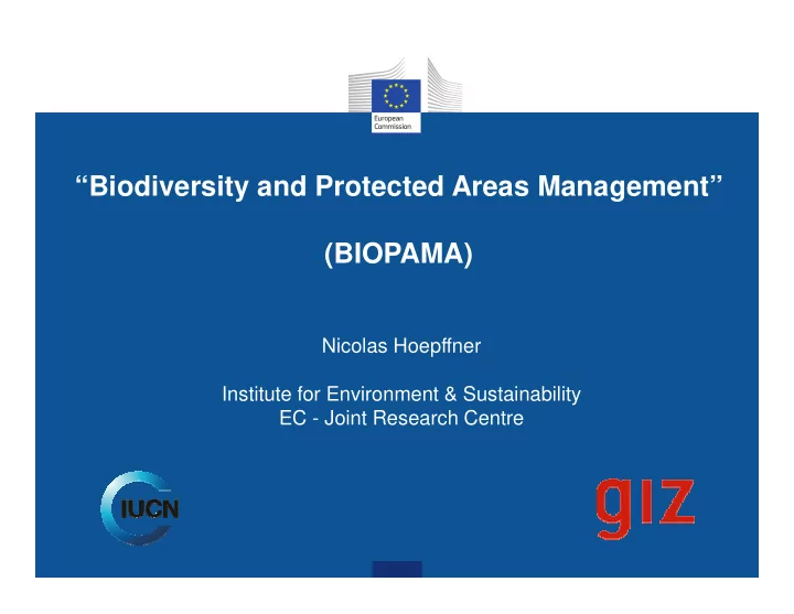 biodiversity and protected areas management biopama
