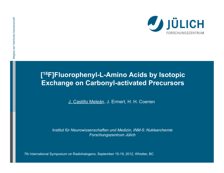 18 f fluorophenyl l amino acids by isotopic exchange on