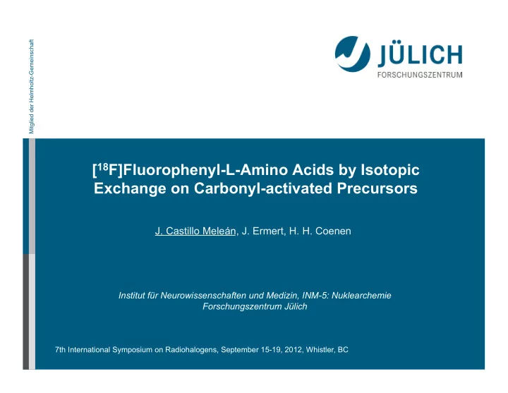 18 f fluorophenyl l amino acids by isotopic exchange on
