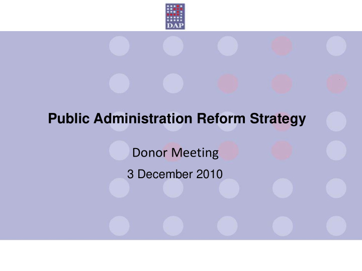 public administration reform strategy donor meeting