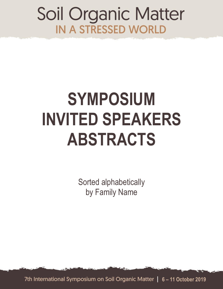 symposium invited speakers abstracts