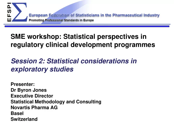 sme workshop statistical perspectives in regulatory