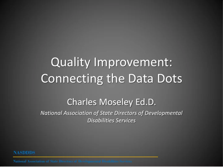 quality improvement connecting the data dots