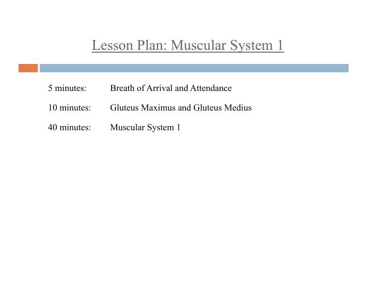 lesson plan muscular system 1